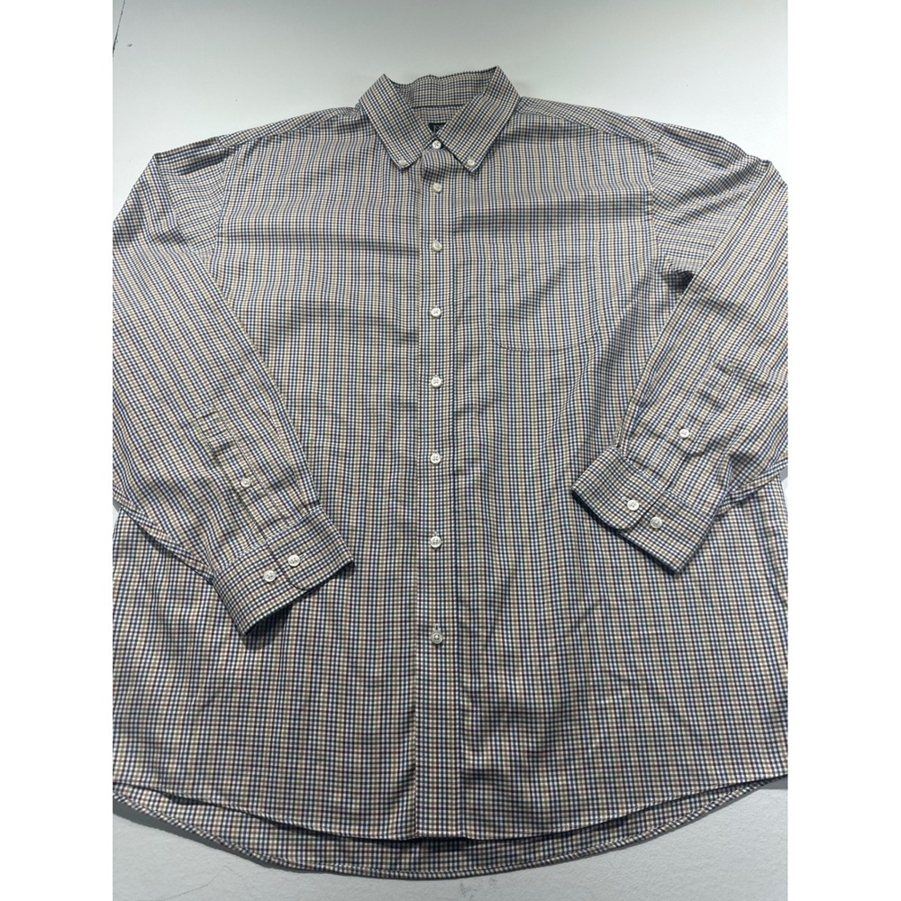 Jos A Bank Travelers Collection Shirt XL Mens Long Sleeve Cotton Check Multi
